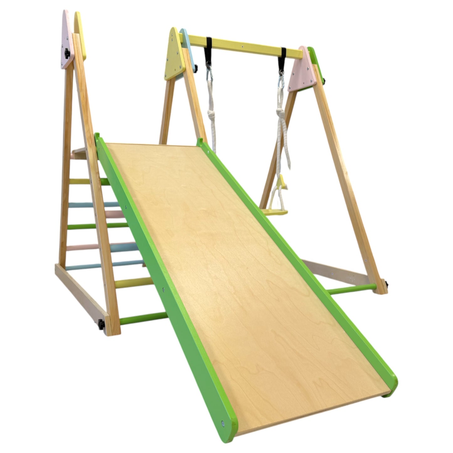 Triangolo Pikler (pickler) in legno per bambini 4 in 1: altalena, scivolo, struttura per arrampicata e rampa | Ginger Home