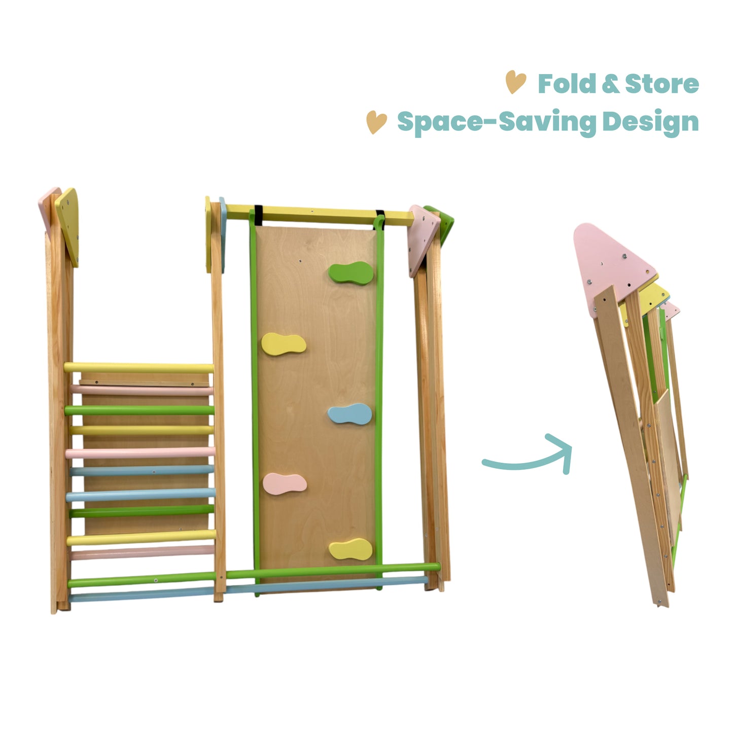 Triangolo Pikler (pickler) in legno per bambini 4 in 1: altalena, scivolo, struttura per arrampicata e rampa | Ginger Home