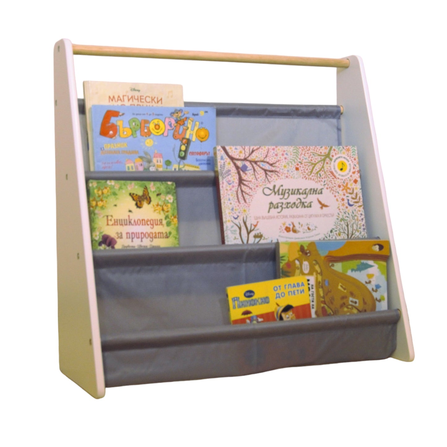 Преносима Детска Етажерка за Книги GINGER HOME, Обзавеждане за Детска Стая, Бяло, Сиво