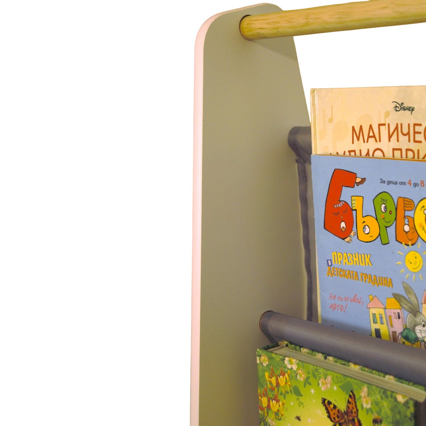 Преносима Детска Етажерка за Книги GINGER HOME, Обзавеждане за Детска Стая, Бяло, Сиво