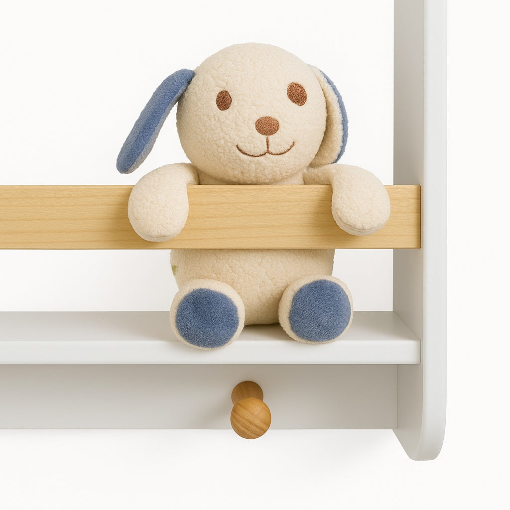 Стенна Детска Етажерка GINGER HOME – Бяла, с Рафтове и Закачалки