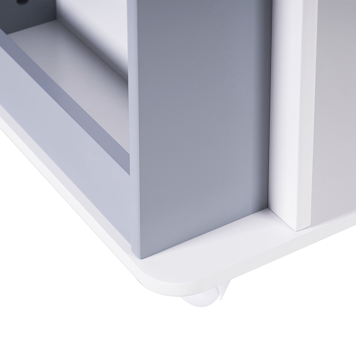 Libreria Bambini Girevole 360° in Legno ROCKET con 4 Ripiani – Scaffale per Libri e Giochi Bianco/Grigio