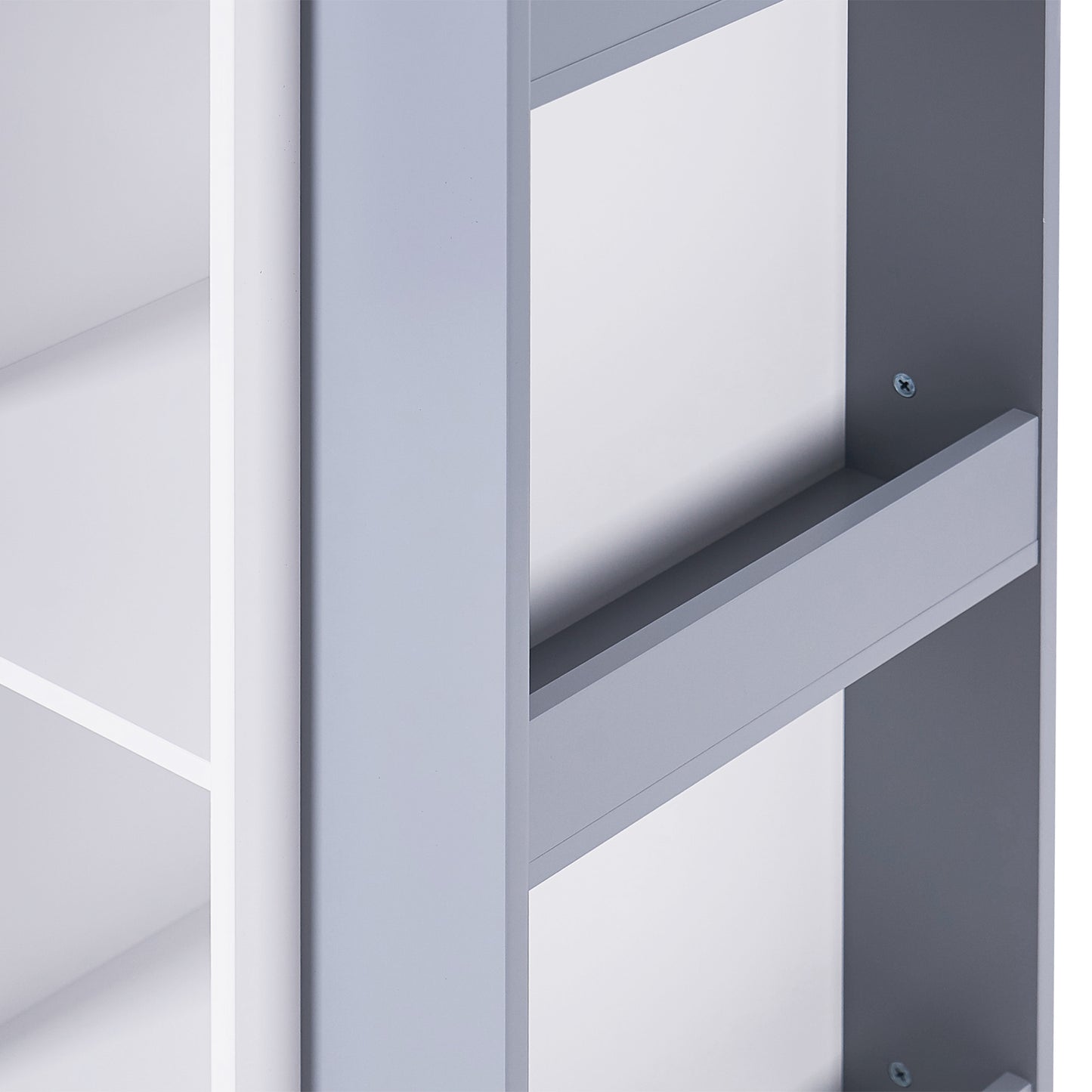 Libreria Bambini Girevole 360° in Legno ROCKET con 4 Ripiani – Scaffale per Libri e Giochi Bianco/Grigio